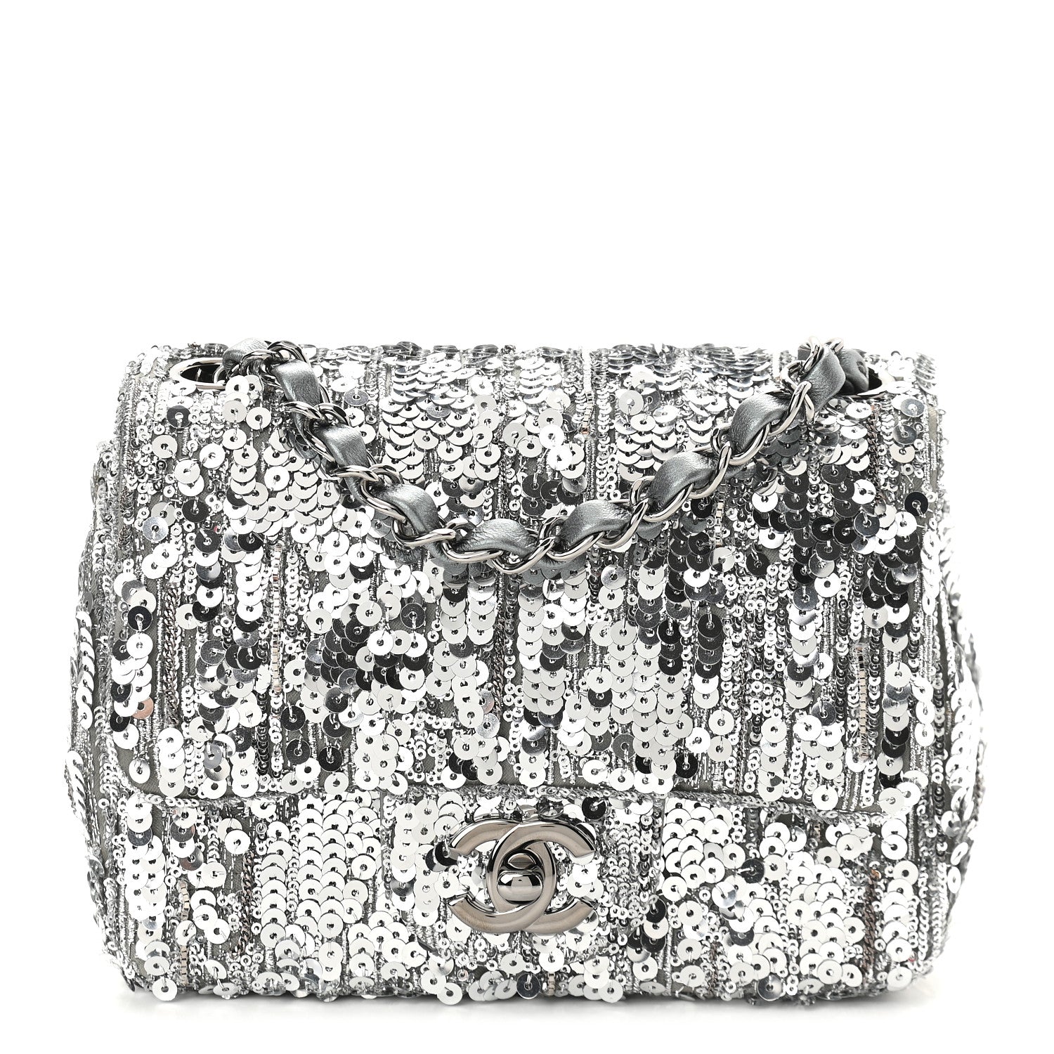 Chanel Sequin Mini Square Flap Silver 1 of 9