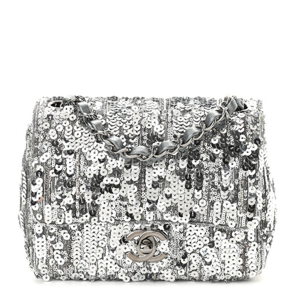 Chanel Sequin Mini Square Flap Silver 1 of 9