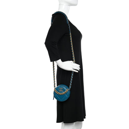 Chanel Lambskin Quilted Chanel 19 Round Clutch With Chain Blue 2 of 10