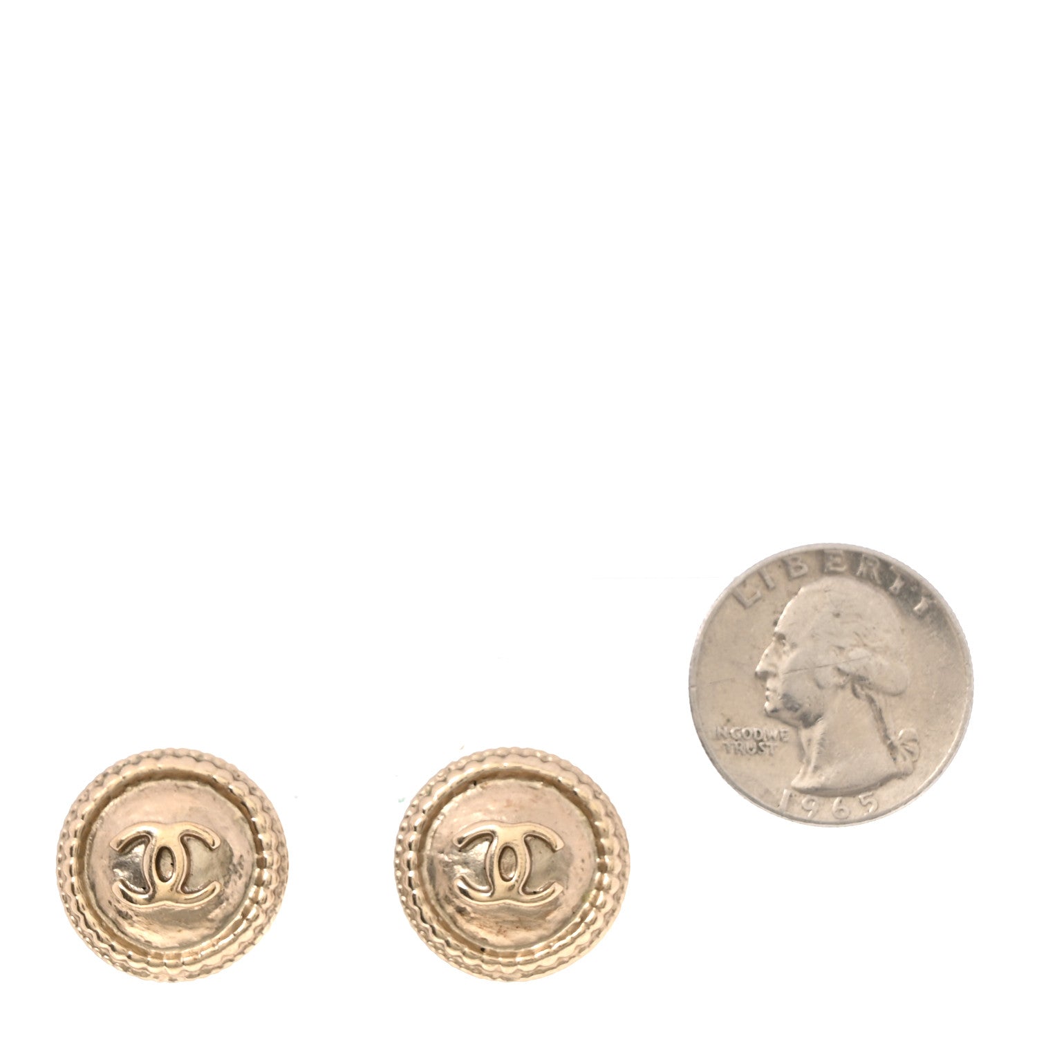 Chanel Metal CC Round Earrings Gold 2 of 5