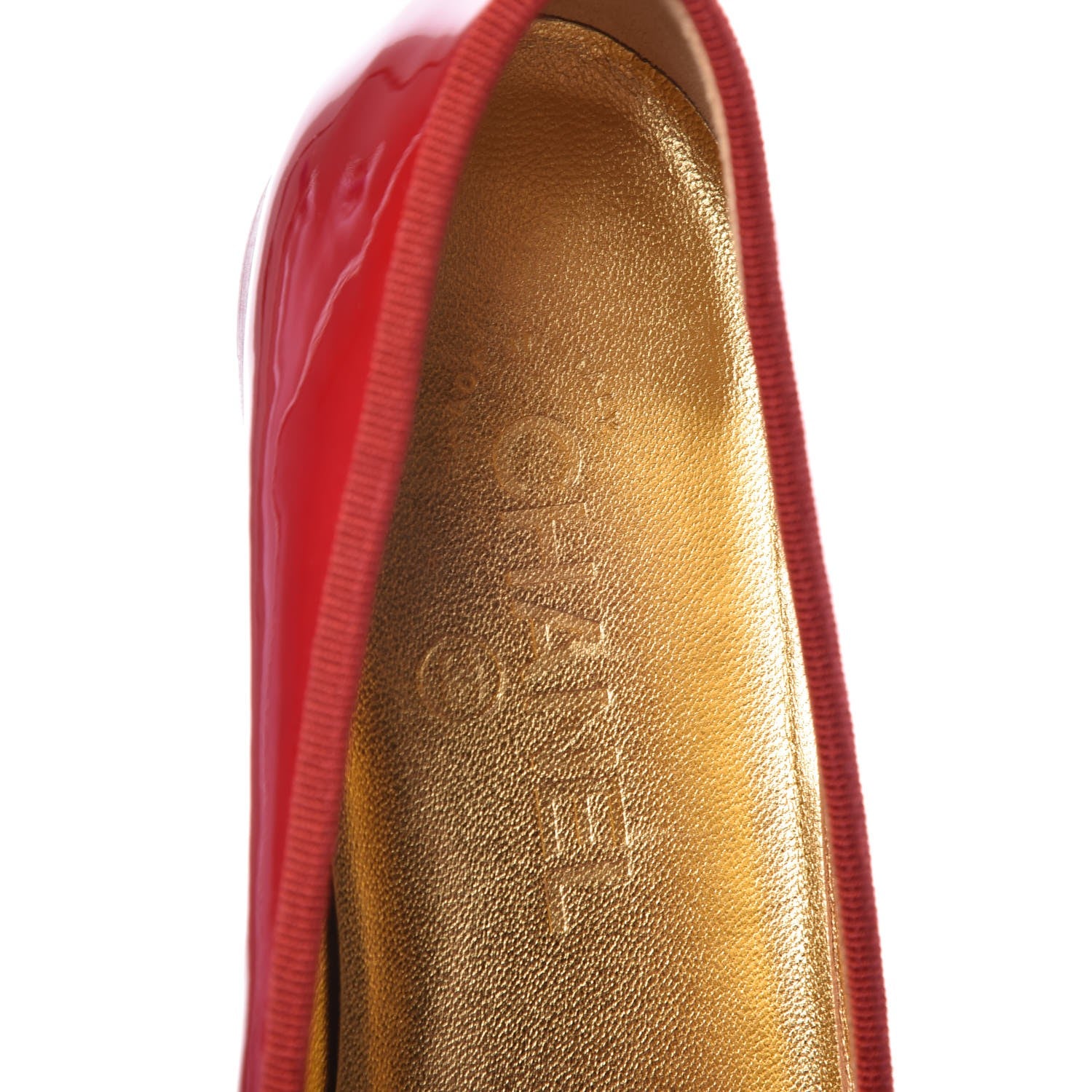 Chanel Patent Calfskin CC Cap Toe Ballerina Flats 38.5 Red 7 of 9