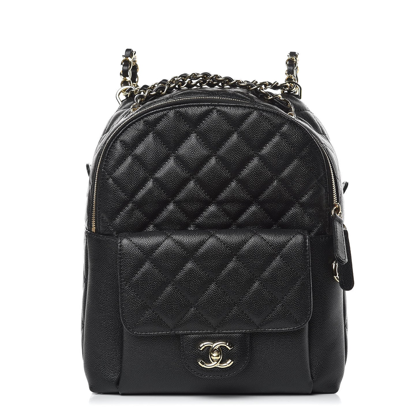 Caviar Quilted Medium Zip Around Backpack Black