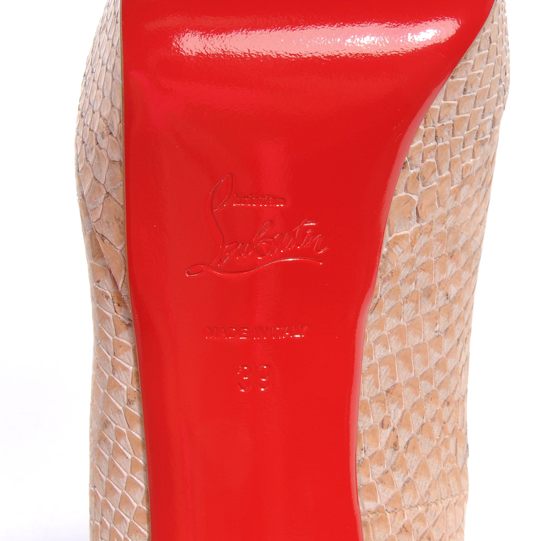 Christian Louboutin Cork Snake Print Bianca 120 Pumps 38 Beige 6 of 6