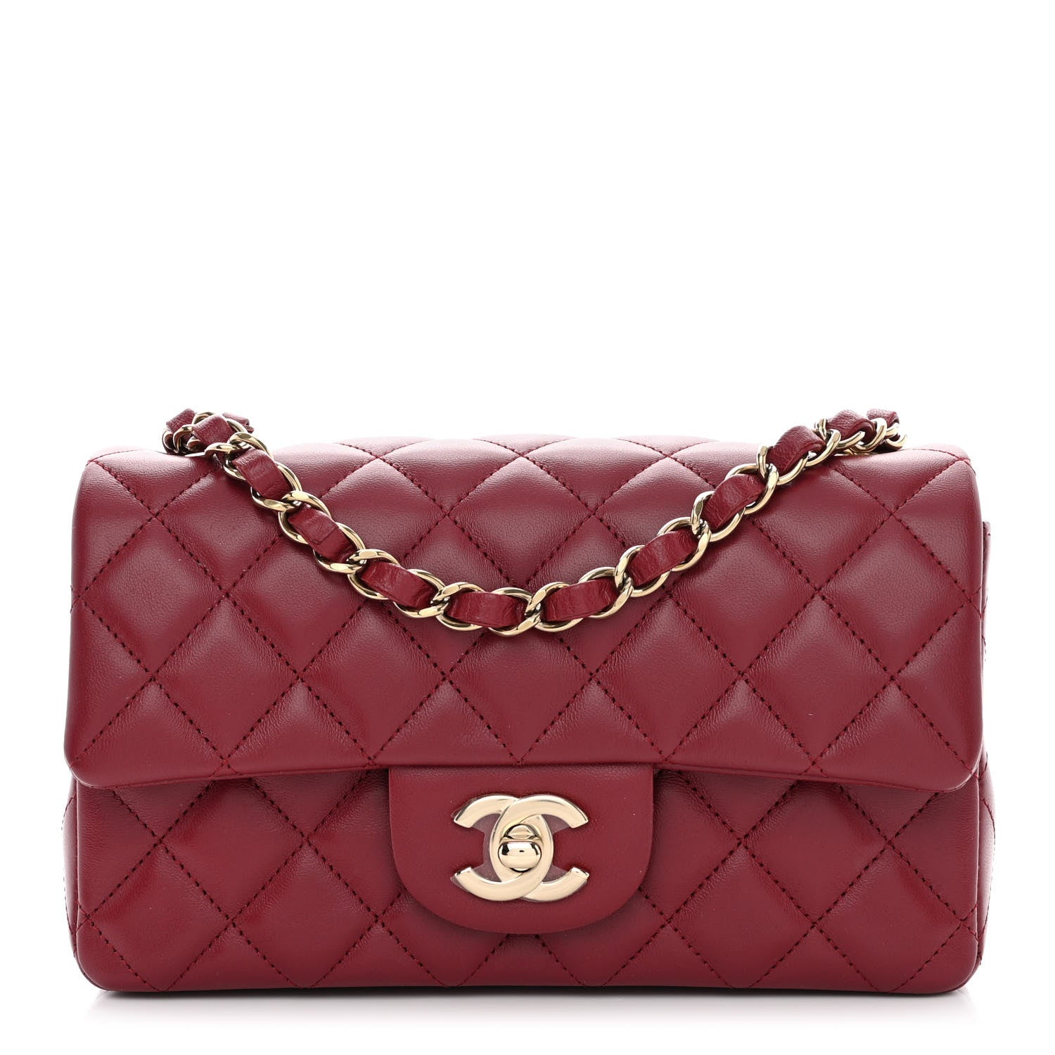 Chanel Lambskin Quilted Mini Rectangular Flap Burgundy 1 of 11