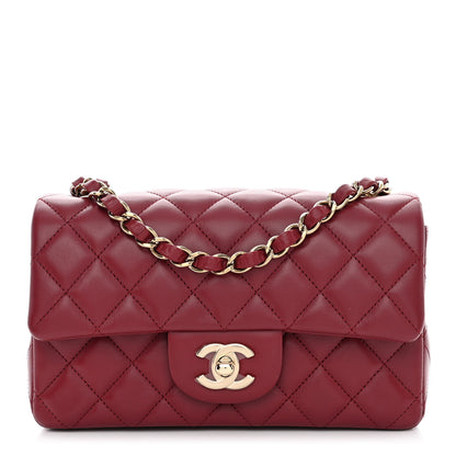 Chanel Lambskin Quilted Mini Rectangular Flap Burgundy 1 of 11