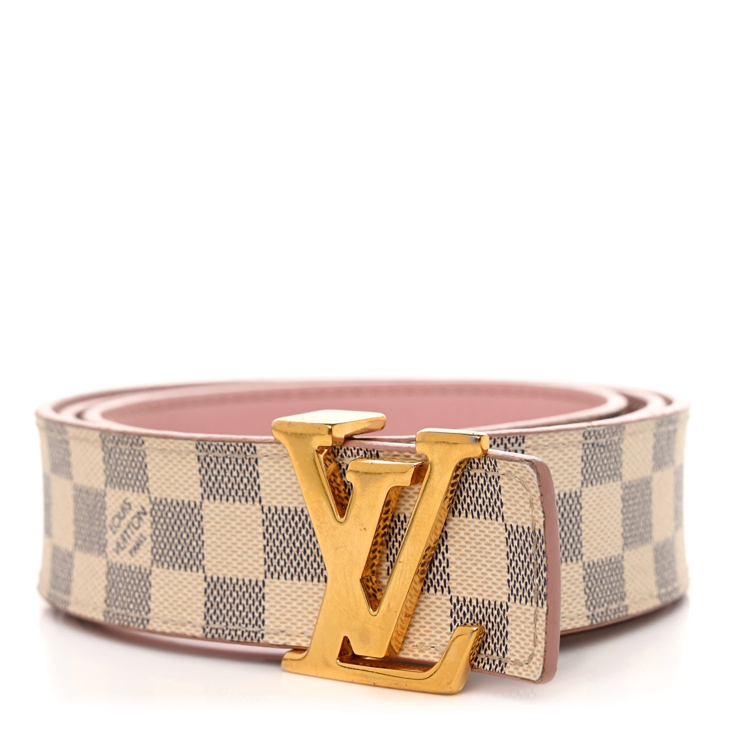 Louis Vuitton Damier Azur LV Initiales 32mm Belt 80 32 Rose Ballerine 1 of 13