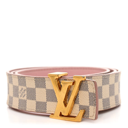 Louis Vuitton Damier Azur LV Initiales 32mm Belt 80 32 Rose Ballerine 1 of 13
