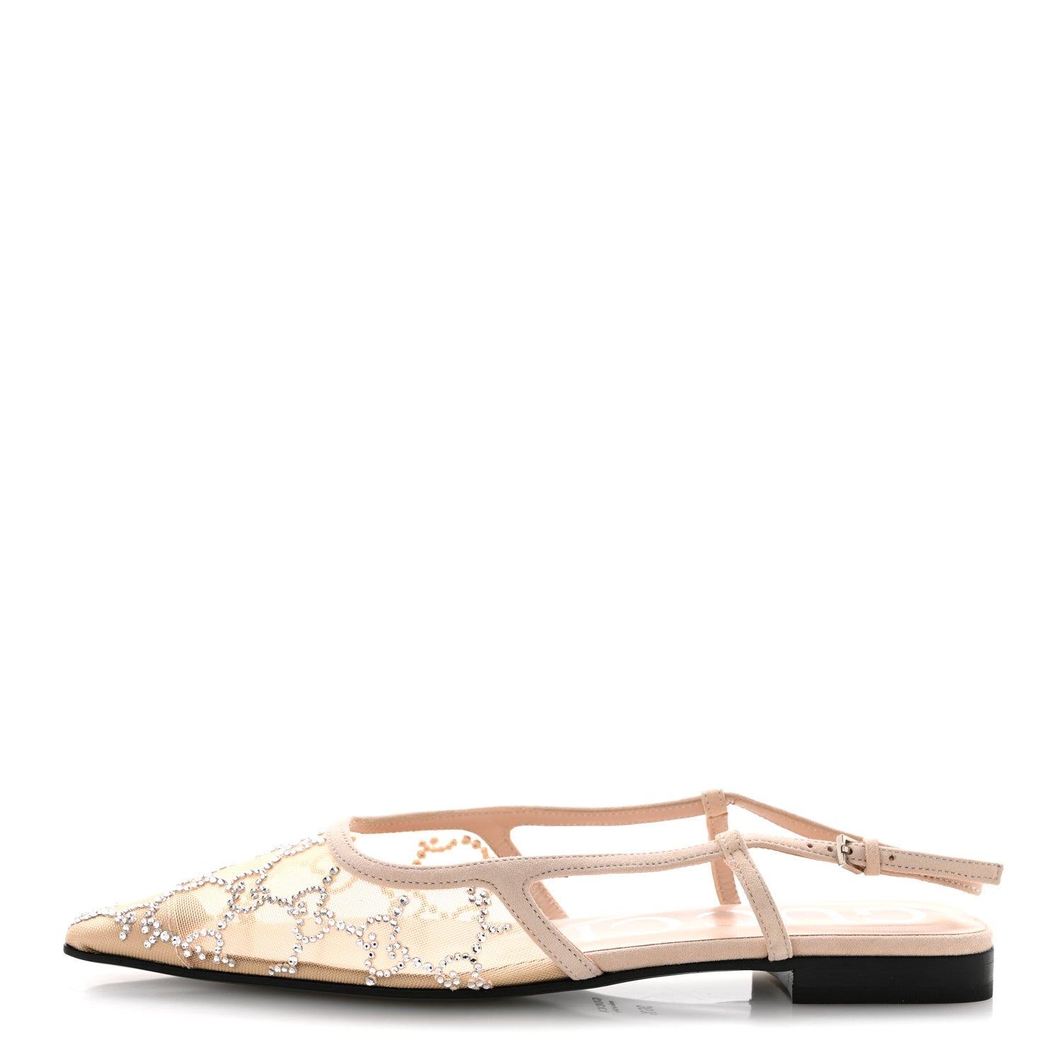 Gucci Suede Mesh Crystal GG Monogram Slingback Ballet Flats 36.5 Light Powder Skin Rose 37 Light Powder Skin Rose 36.5 Light Powder Skin Rose 1 of 9