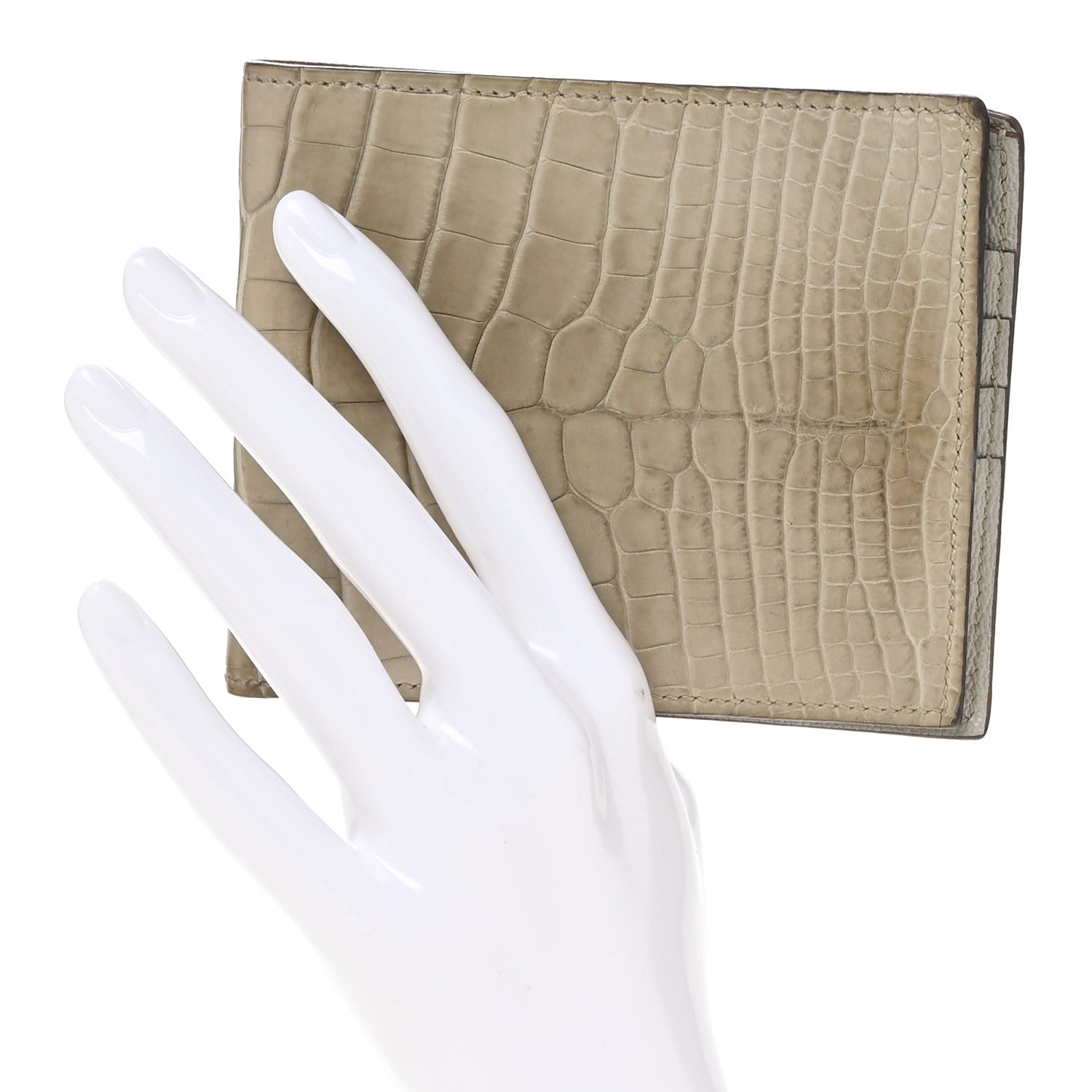 Hermes Shiny Alligator MC2 Copernic Compact Wallet Gris Tourterelle 2 of 10