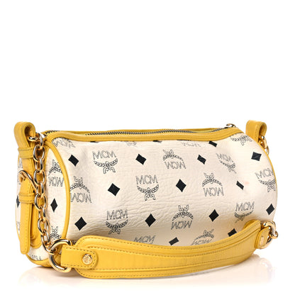 MCM Visetos Barrel Bag White Yellow 3 of 23