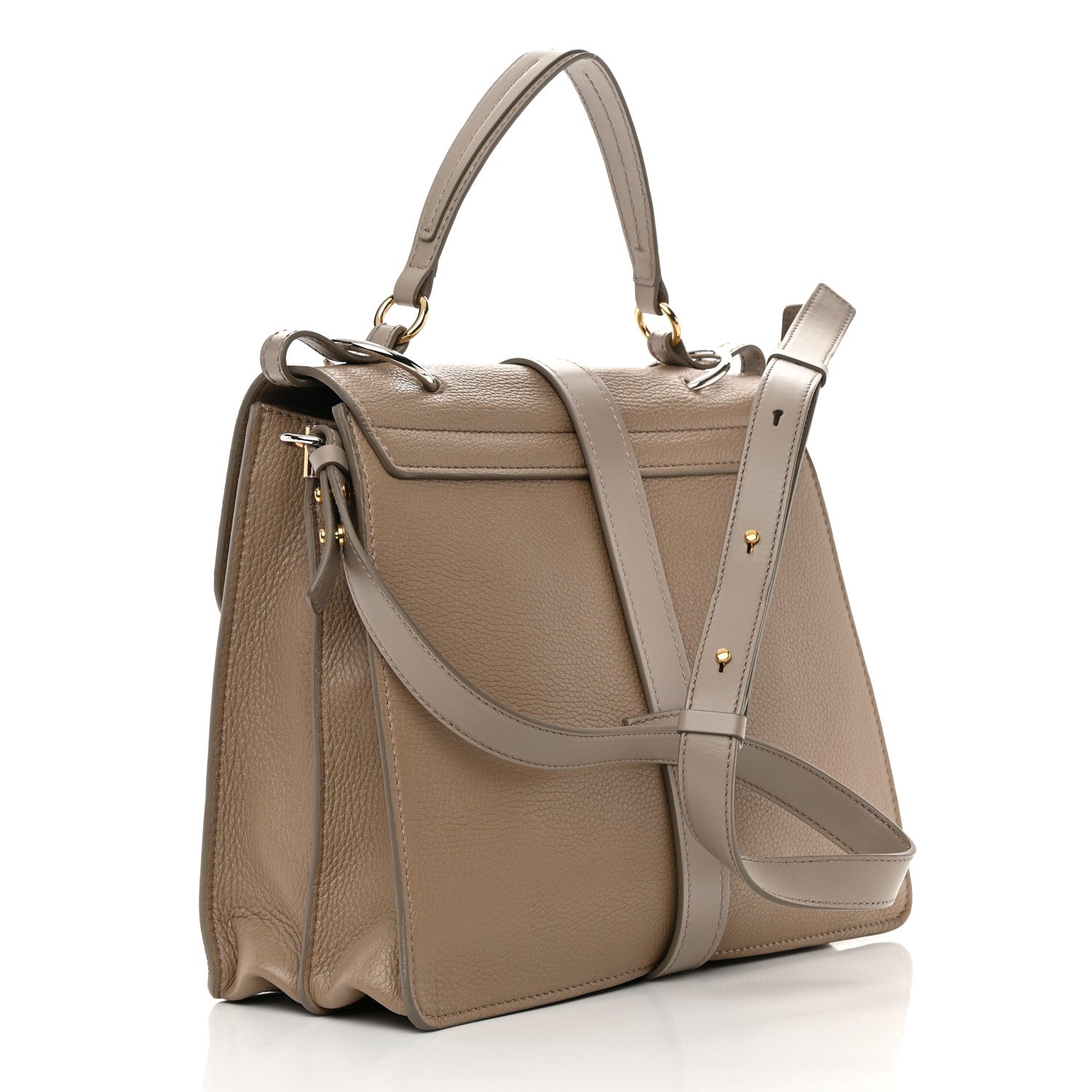 Chloe Grained Deerskin Shiny Calfskin Large Aby Day Shoulder Bag Motty Grey 3 of 16