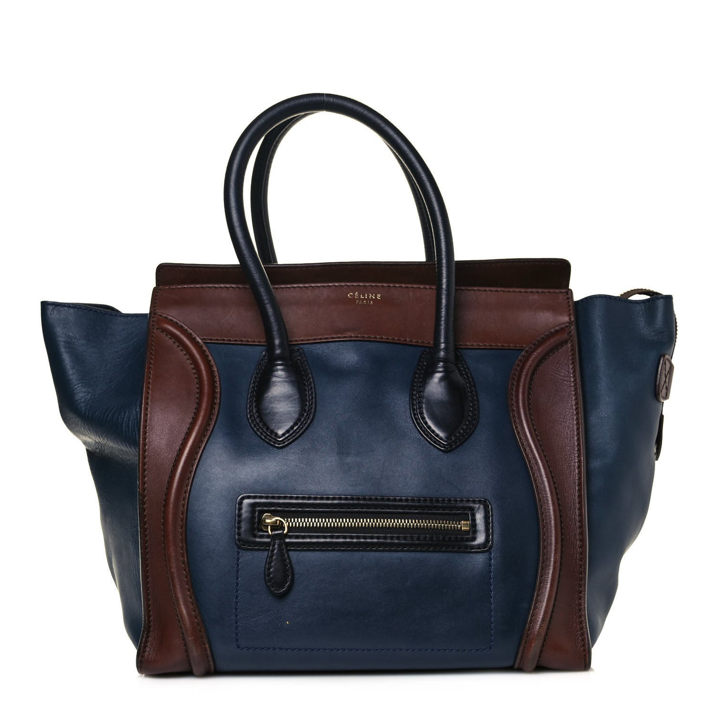 Smooth Calfskin Mini Tri-Color Luggage Navy