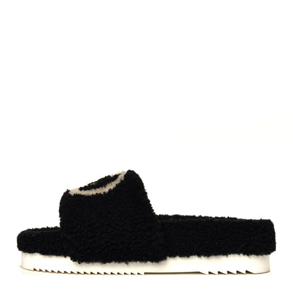 Gucci Shearling Womens Eileen Slide Sandals 38 Black Butterscotch 2 of 12