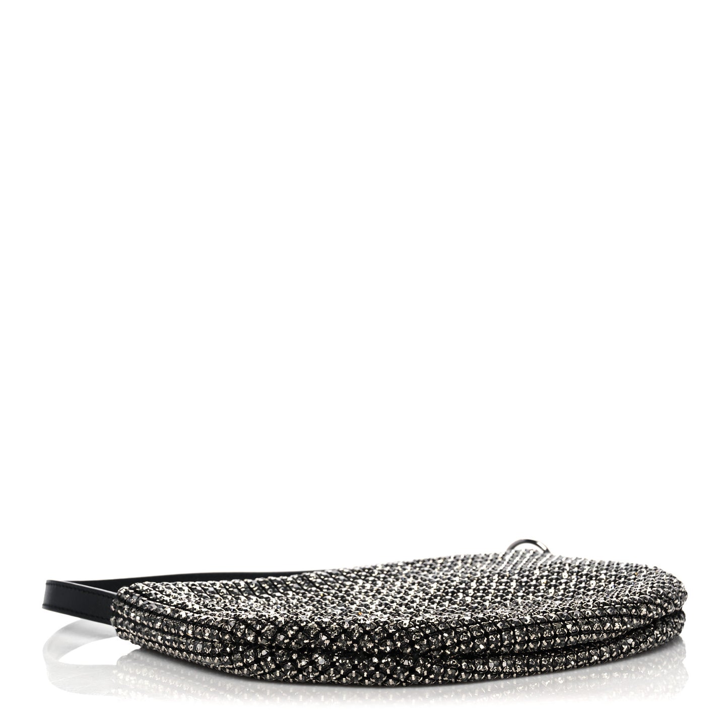 Mesh Crystal Wanglock Fortune Cookie Bag Black