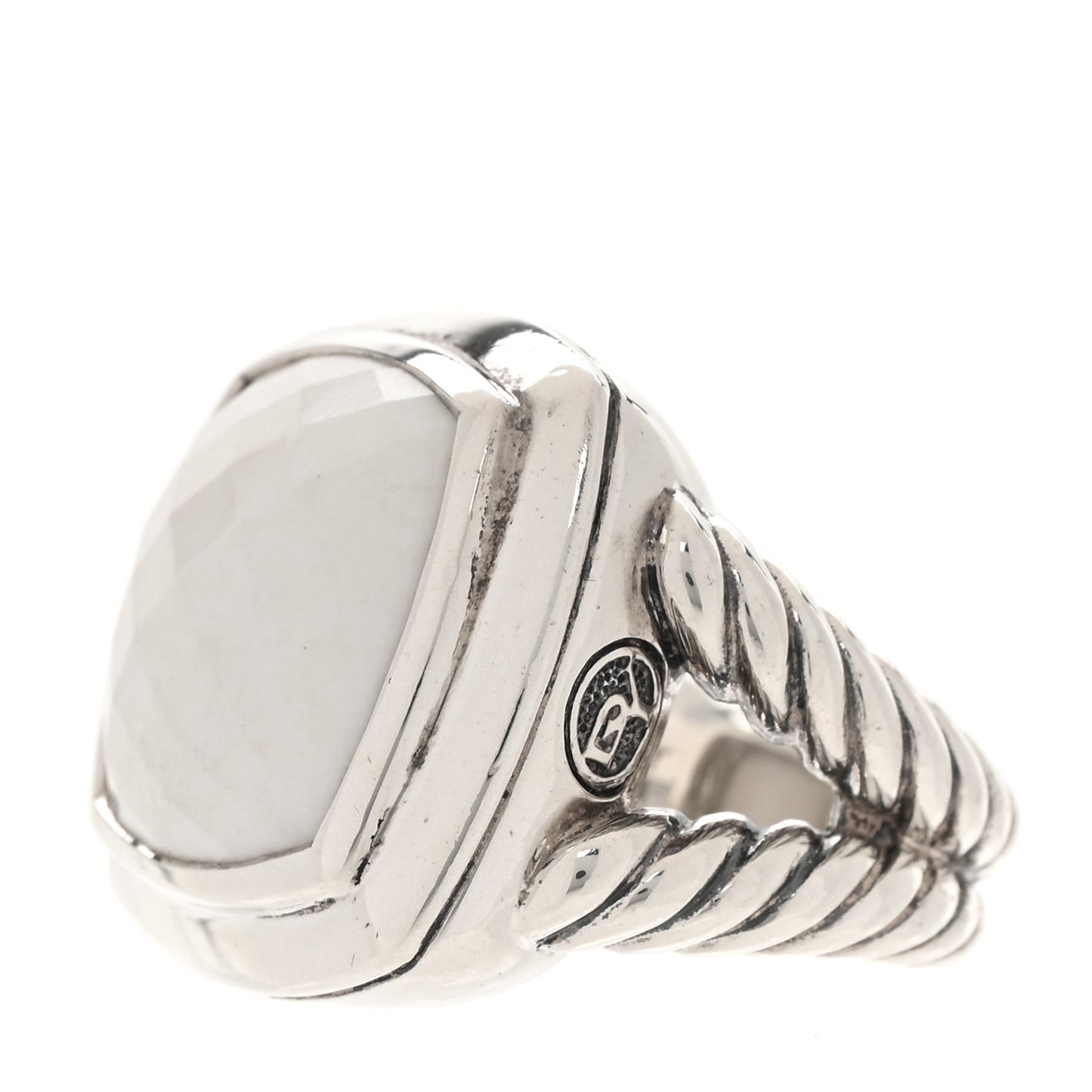 Sterling Silver White Agate 16mm Albion Ring 52 6