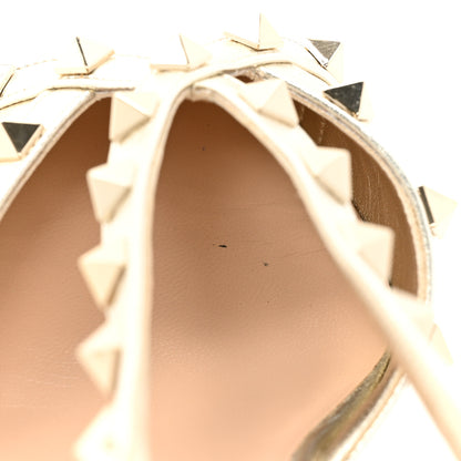 Valentino Garavani Metallic Nappa Rockstud Cross Strap D'Orsay 55mm Pumps 39.5 Platino 9 of 12