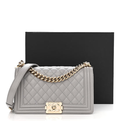 Chanel Caviar Quilted Medium Boy Flap Light Grey 11 of 11