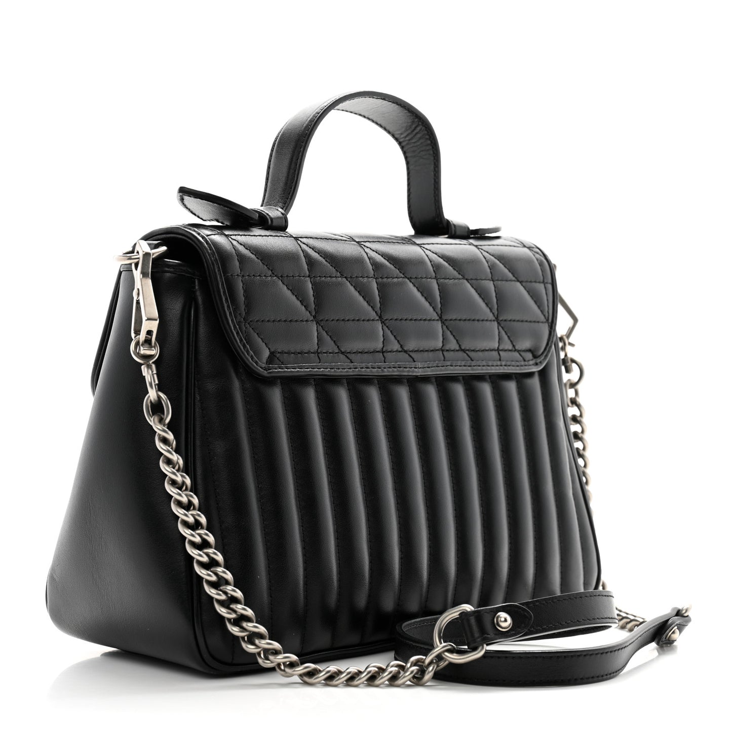 Calfskin Matelasse Aria Small GG Marmont Top Handle Shoulder Bag Black