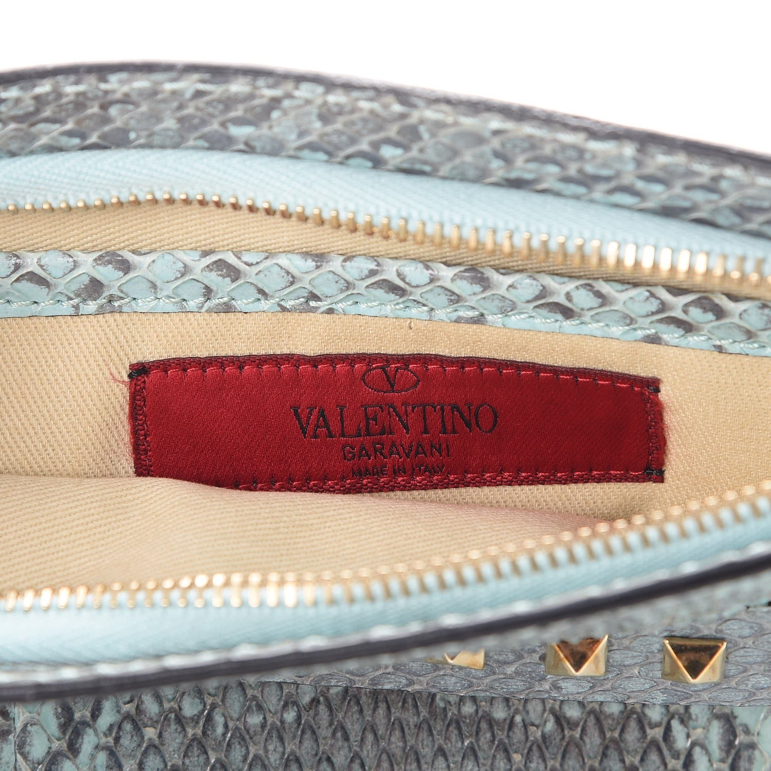 Valentino Garavani Python Rockstud Clutch Blue 6 of 8