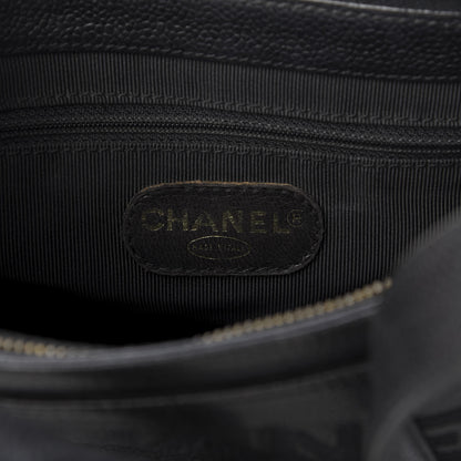 Chanel Caviar Embroidered Logo Shoulder Bag Black 8 of 13