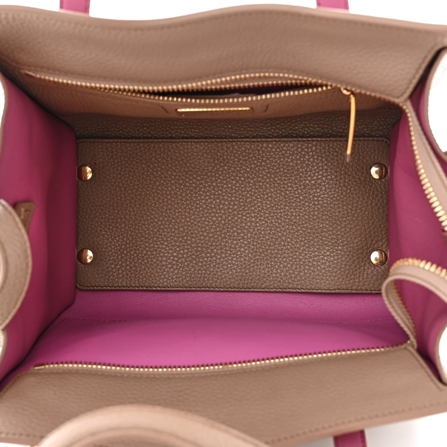 Salvatore Ferragamo Hammered Calfskin Double Handle Small Amy Tote Beige Pink 5 of 10