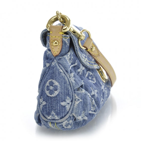 Monogram Denim Mini Pleaty Blue