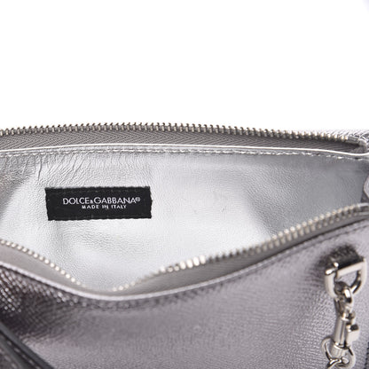 Dolce & Gabbana Metallic Dauphine Embellished Logo Chain Pouch Argento 6 of 10