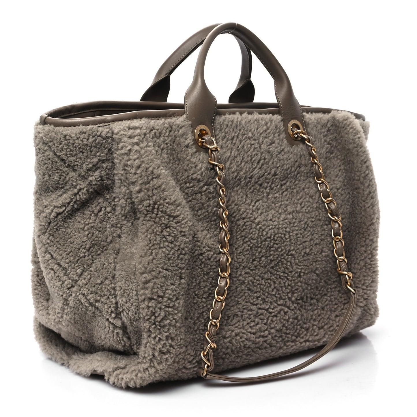 Shearling Lambskin Medium Deauville Tote Brown