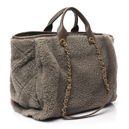 Chanel Shearling Lambskin Medium Deauville Tote Brown 4 of 12