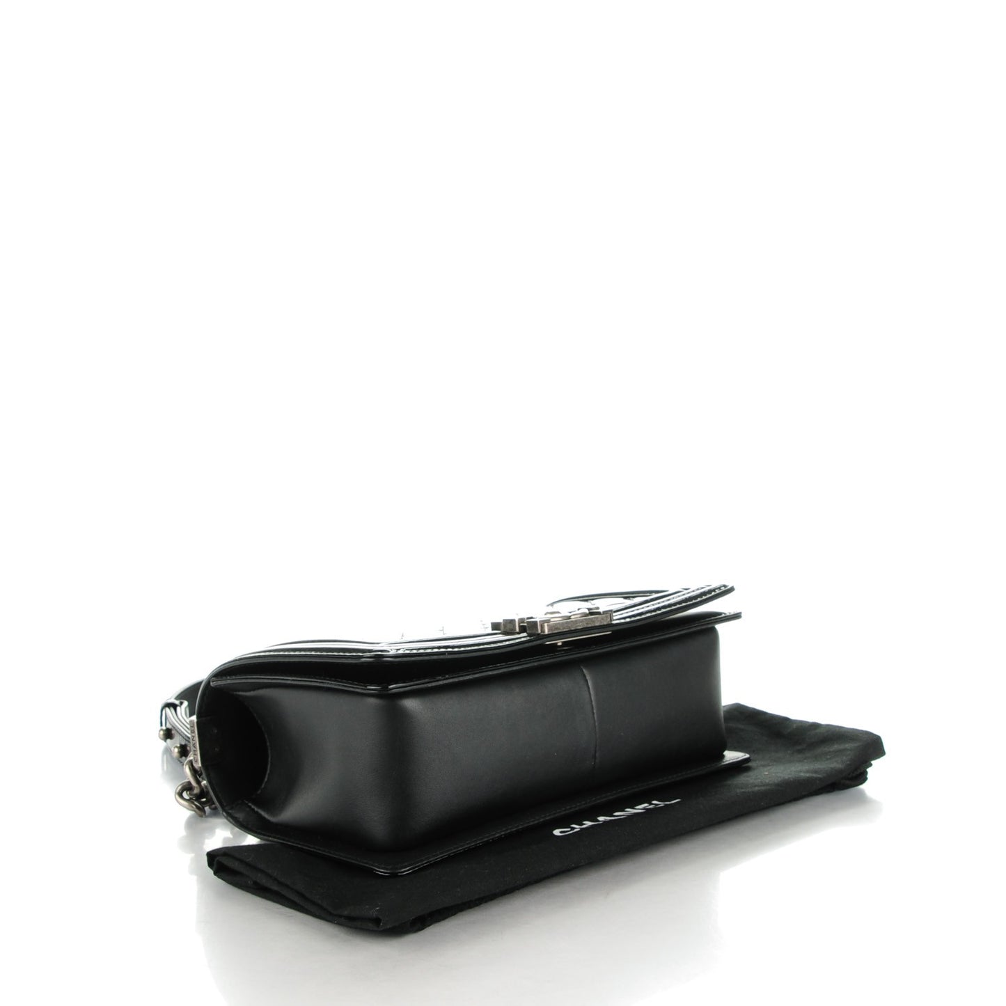 Patent Calfskin Quilted Medium Boy Flap Black