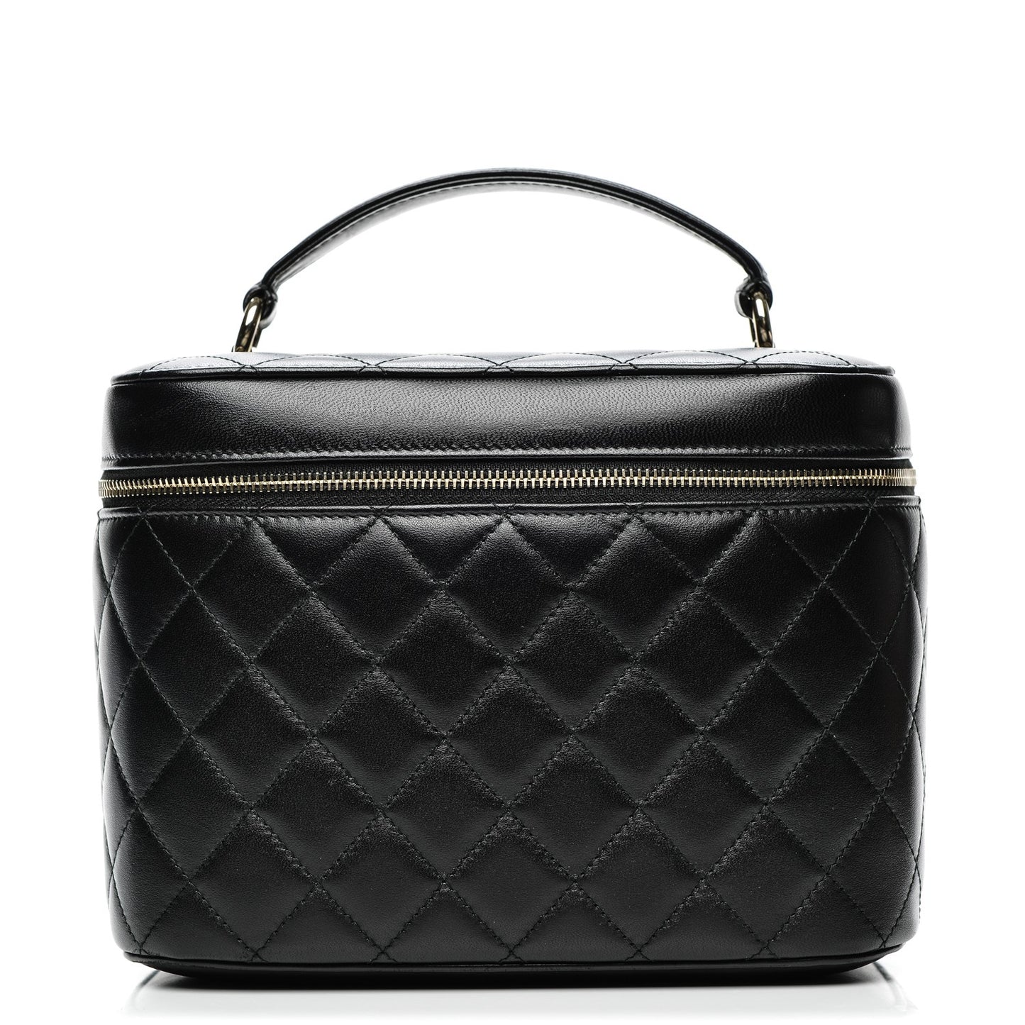 Lambskin Quilted Trendy CC Vanity Pouch Black