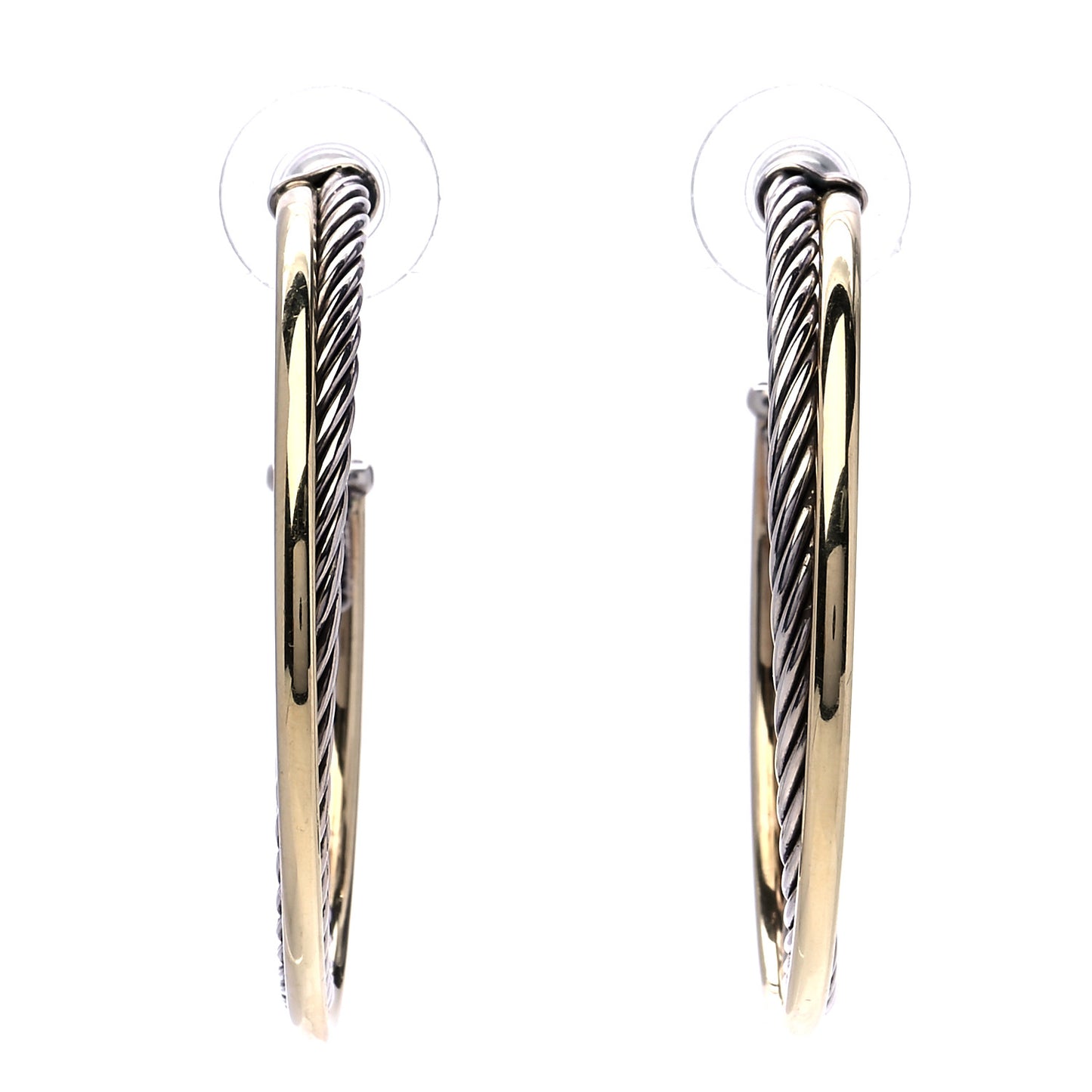Sterling Silver 18K Yellow Gold 44mm Extra Large Crossover Cable Hoop Earrings