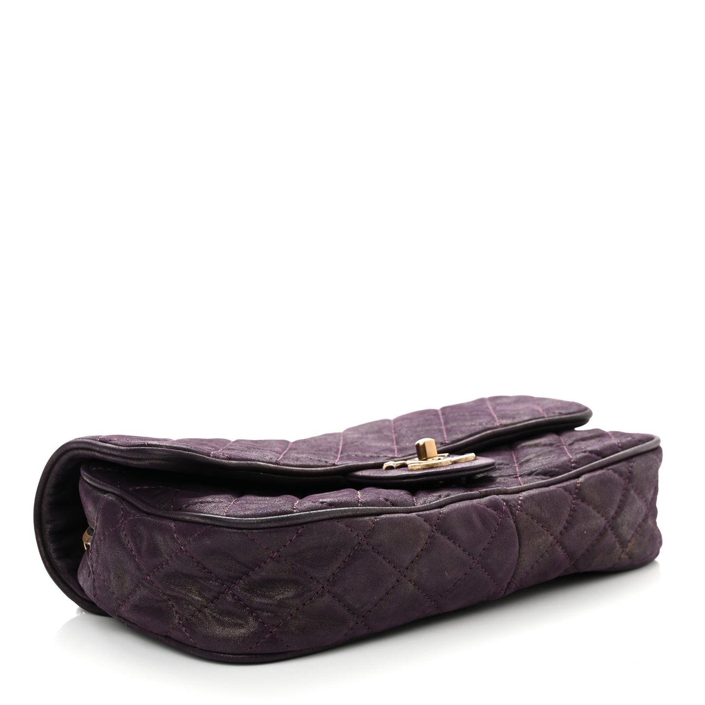 Iridescent Calfskin Quilted Small Shiva Flap Purple