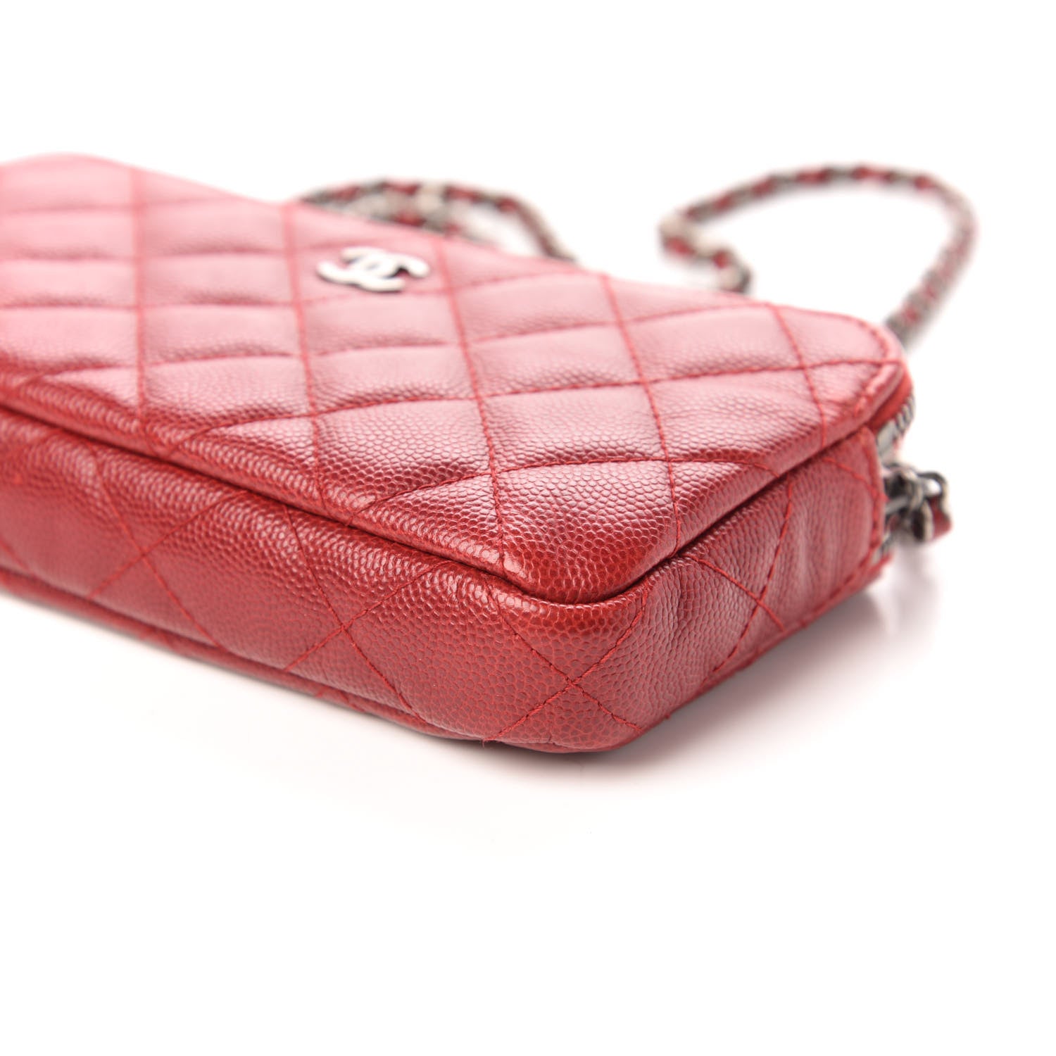 Chanel Caviar Quilted Small Clutch With Chain Red 10 of 12