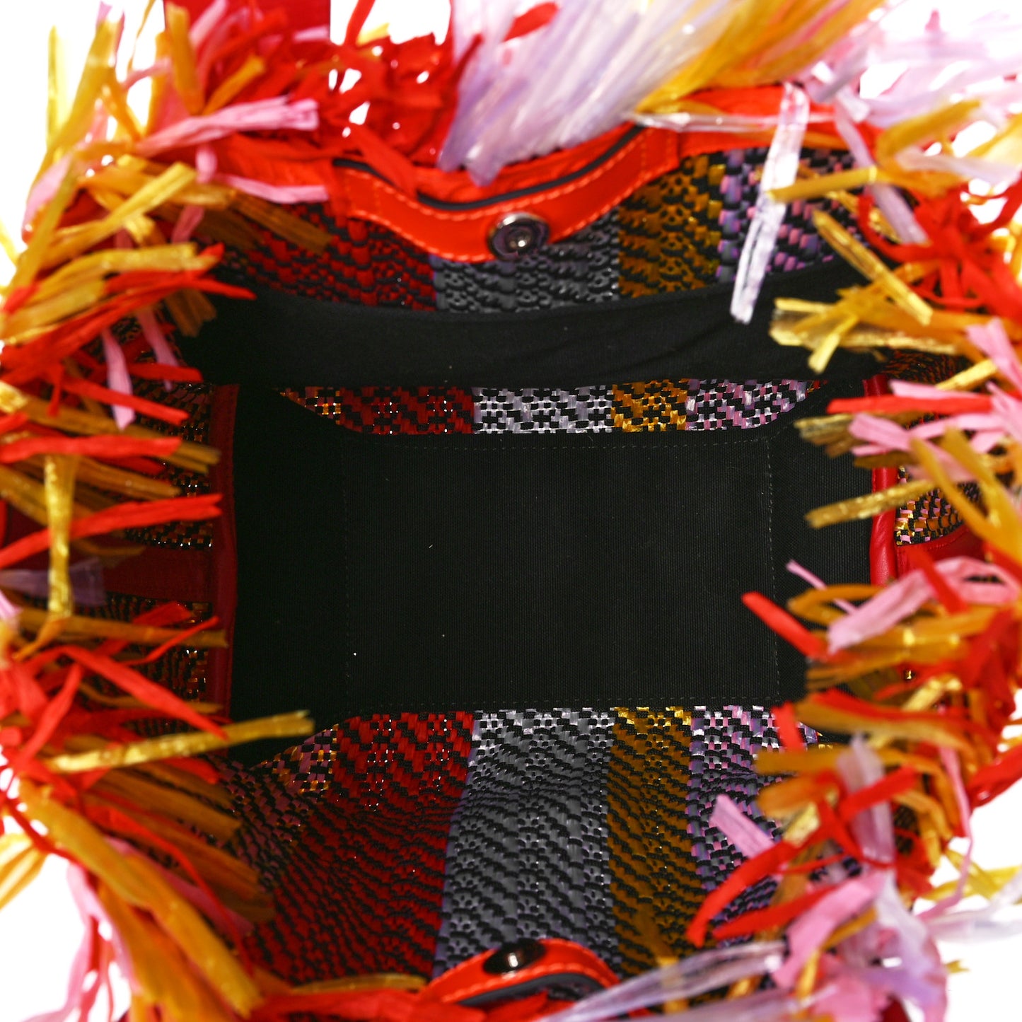 Raffia Small Frangibus Tote Orange Multicolor