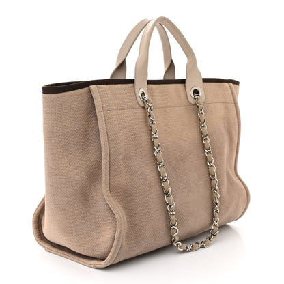Chanel Canvas Medium Deauville Tote Beige Brown 3 of 10