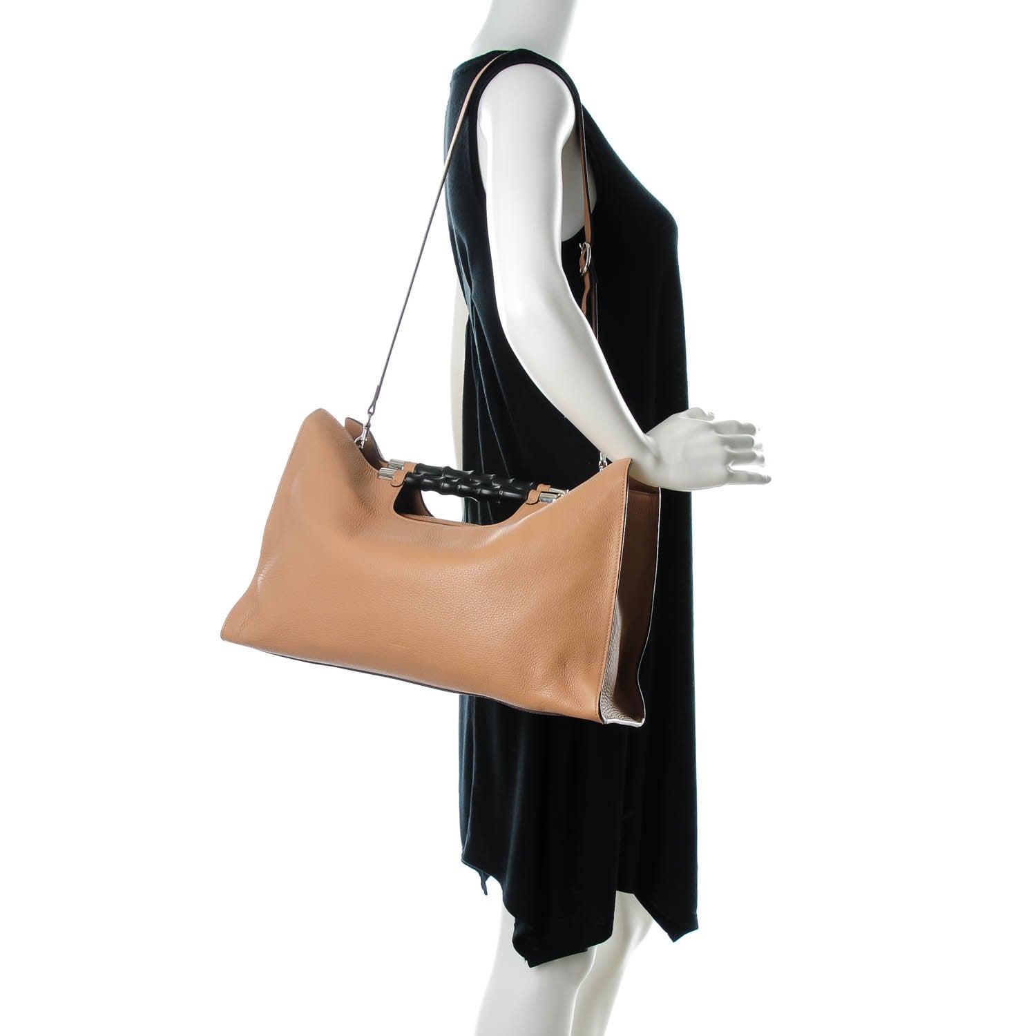 Gucci Calfskin Medium Bamboo Daily Shopper Camelia 2 of 6
