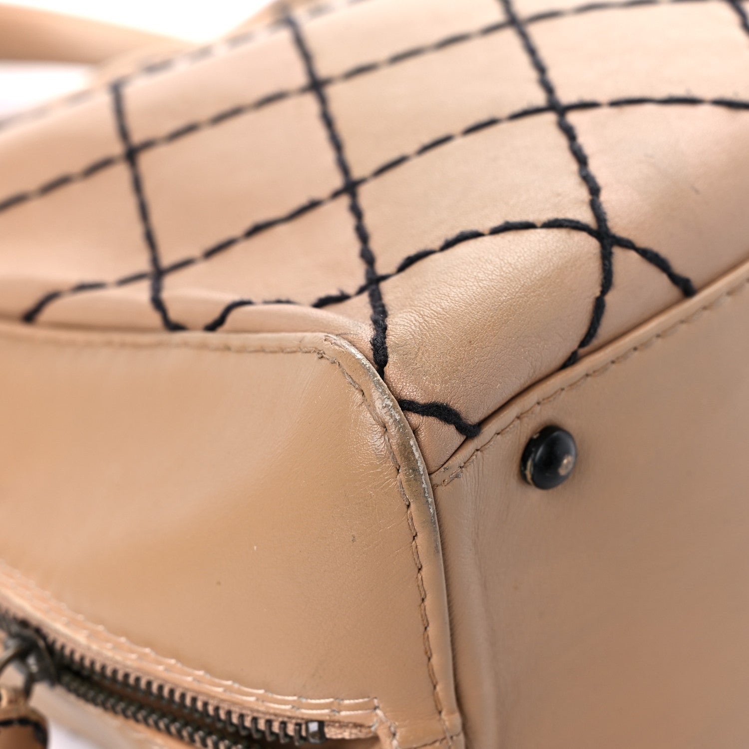 Chanel Calfskin Wild Stitch Vertical Top Handle Bag Beige 10 of 36