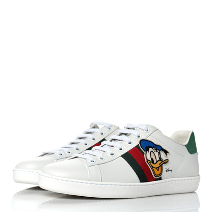 Gucci X DISNEY Calfskin Miro Soft Web Donald Duck Womens Ace Sneakers 38 White New Shamarock 3 of 11
