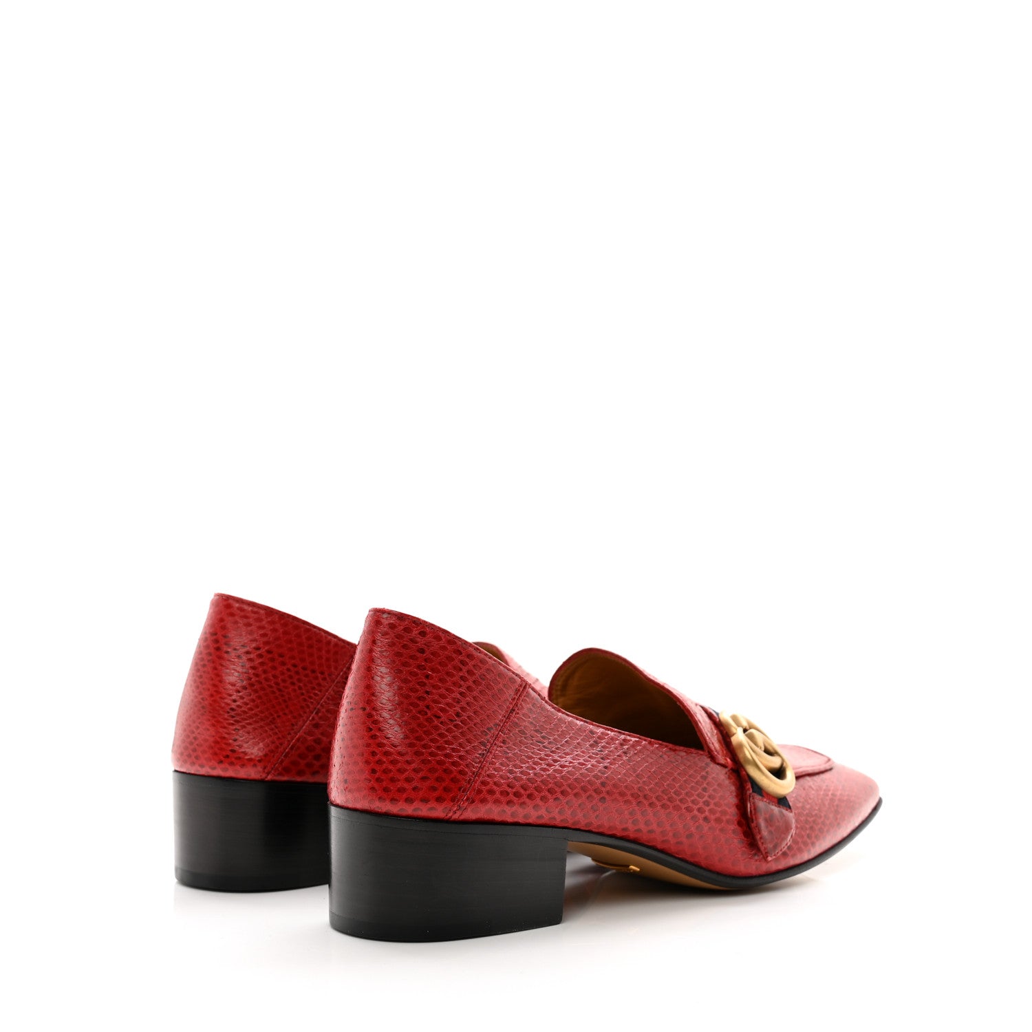Gucci Elaphe Web Womens Peyton Loafers 39.5 Red 4 of 7