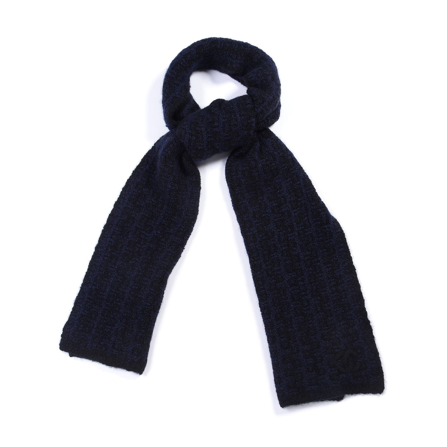 Chanel Cashmere Silk CC Scarf Black Navy 2 of 3