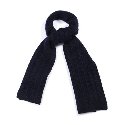 Chanel Cashmere Silk CC Scarf Black Navy 2 of 3