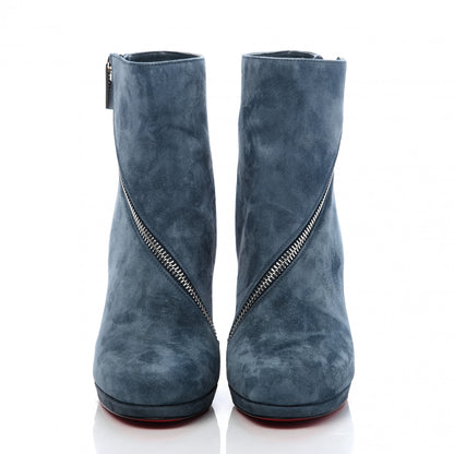 Christian Louboutin Veau Velours Birgitta 100 Zip Around Ankle Bootie 35 Tempete 2 of 8
