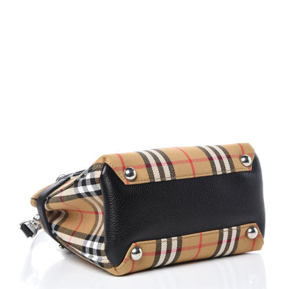 Burberry Goatskin Vintage Check Baby Banner Tote Black 4 of 10