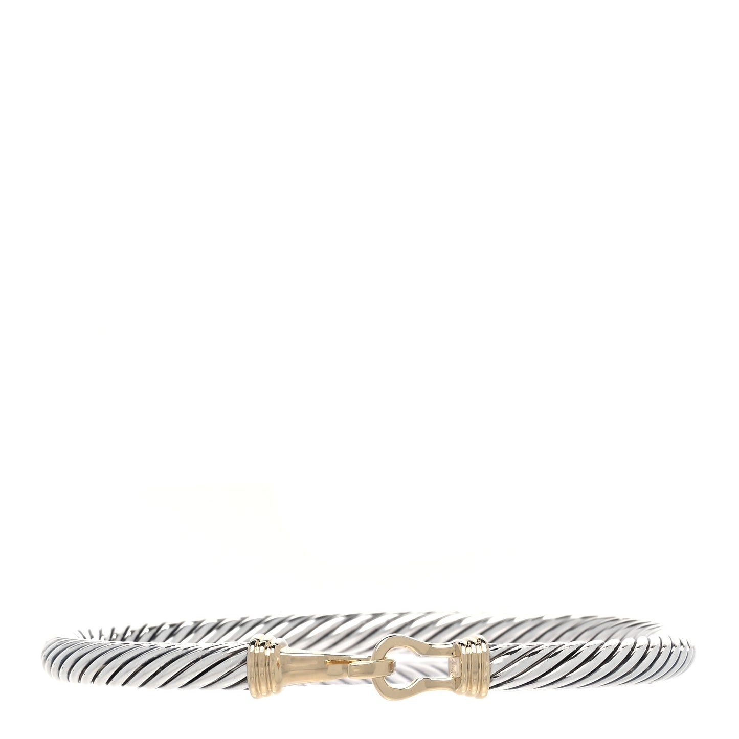 Sterling Silver 14K Yellow Gold 5mm Cable Classic Buckle Bracelet