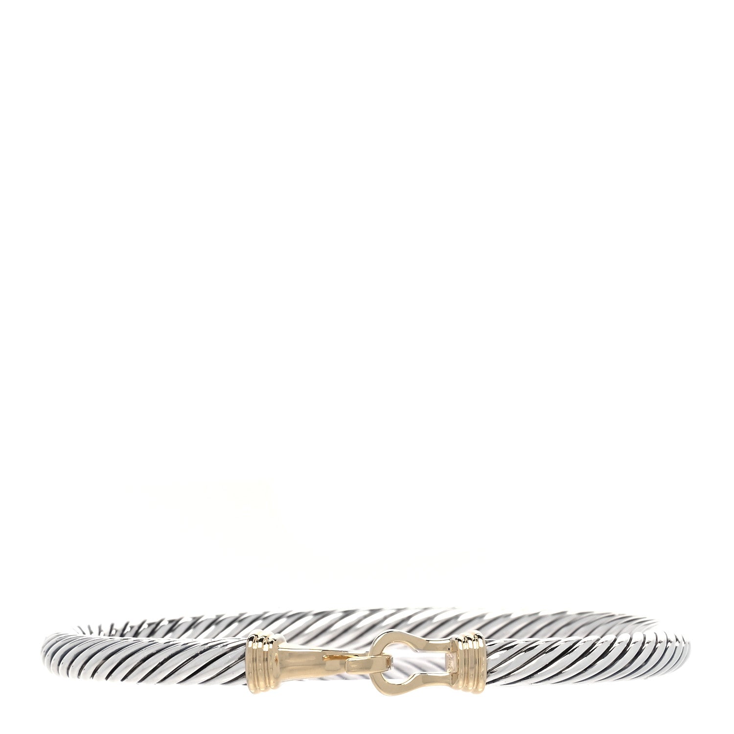 David Yurman Sterling Silver 14K Yellow Gold 5mm Cable Classic Buckle Bracelet 1 of 5