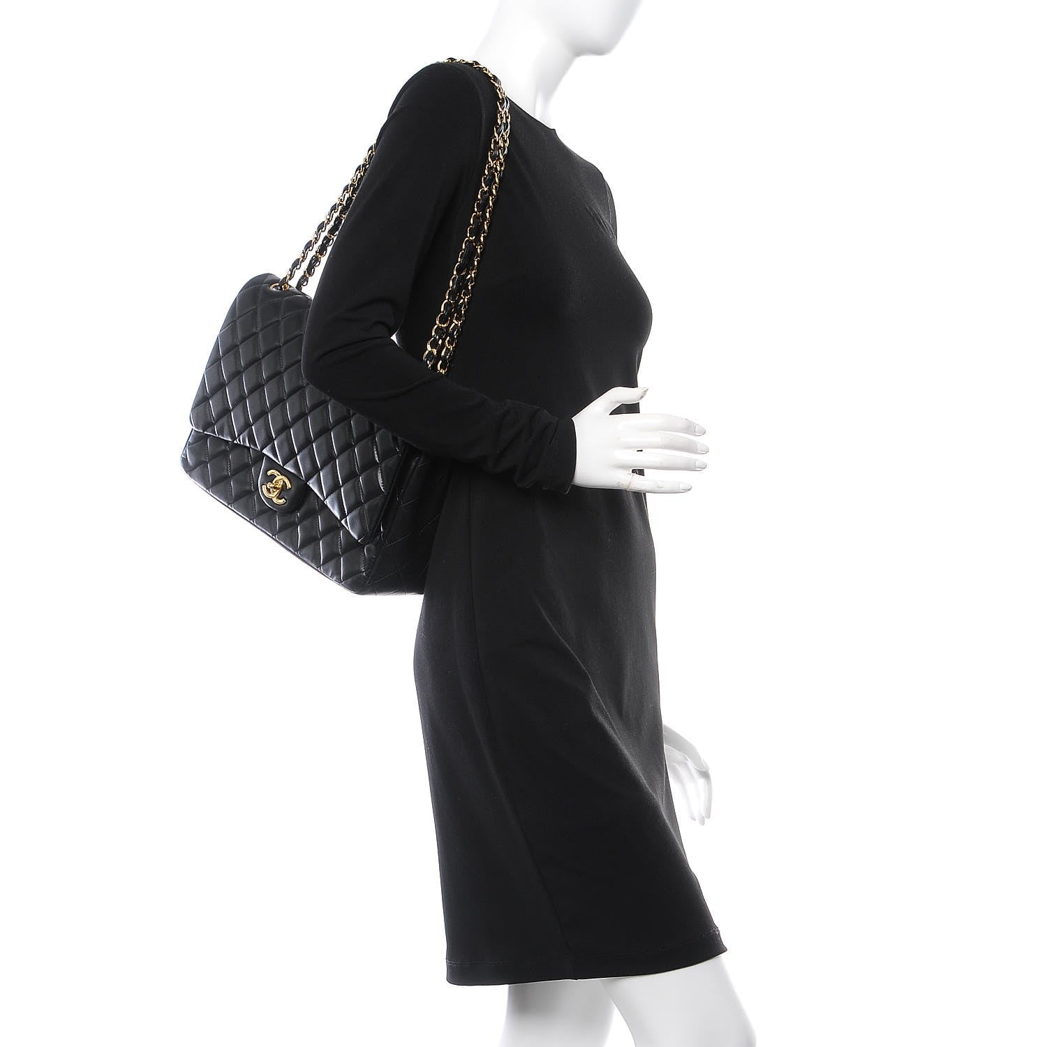 Chanel Lambskin Quilted Maxi Double Flap Black 2 of 10