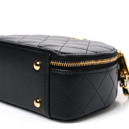 Chanel Lambskin Quilted Chic Riviera Top Handle Vanity Case Black 10 of 10
