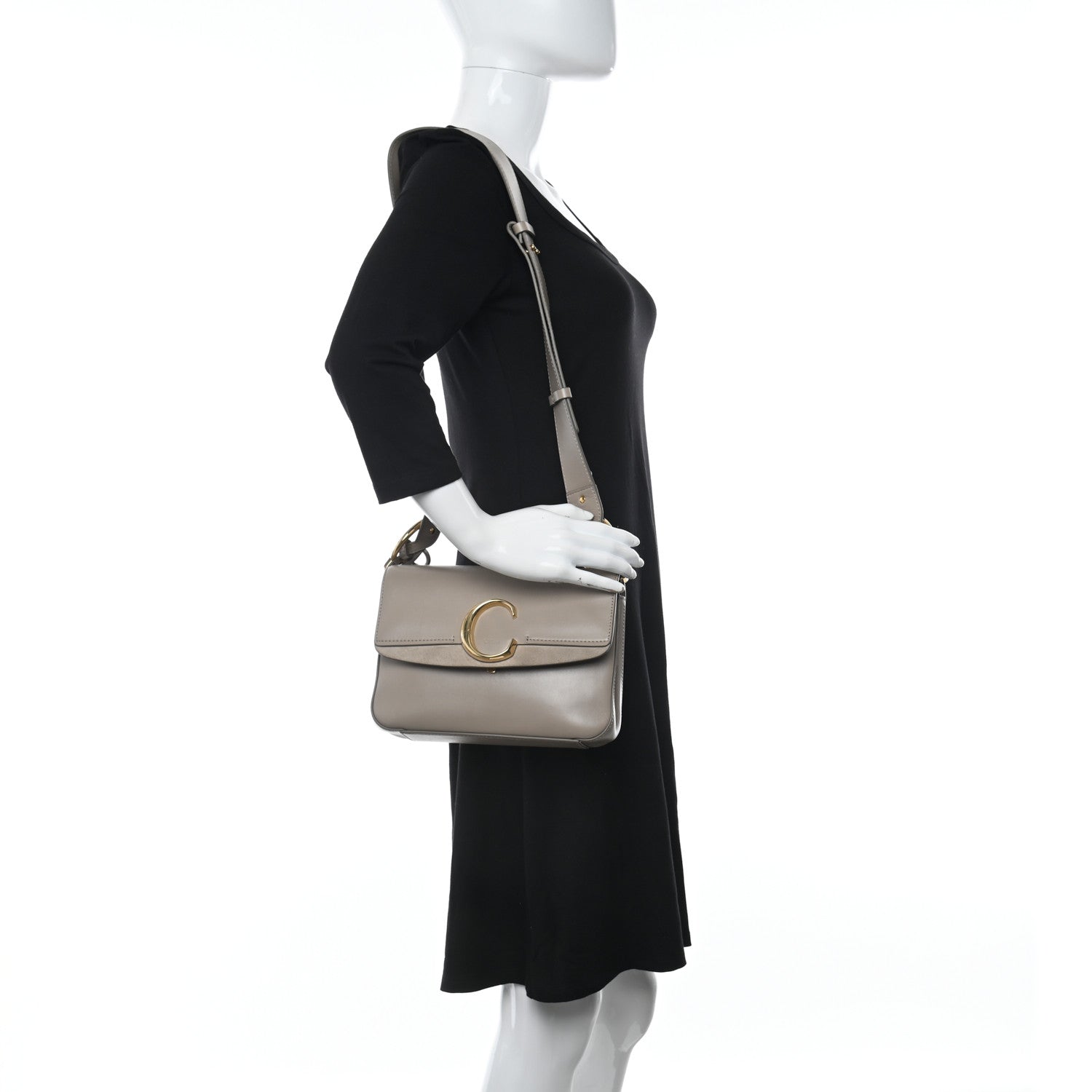 Chloe Calfskin Small C Double Carry Motty Grey 2 of 11