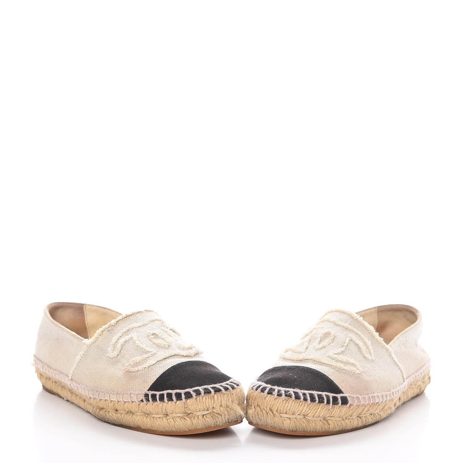 Chanel Toile CC Espadrilles 38 Beige Black 6 of 16